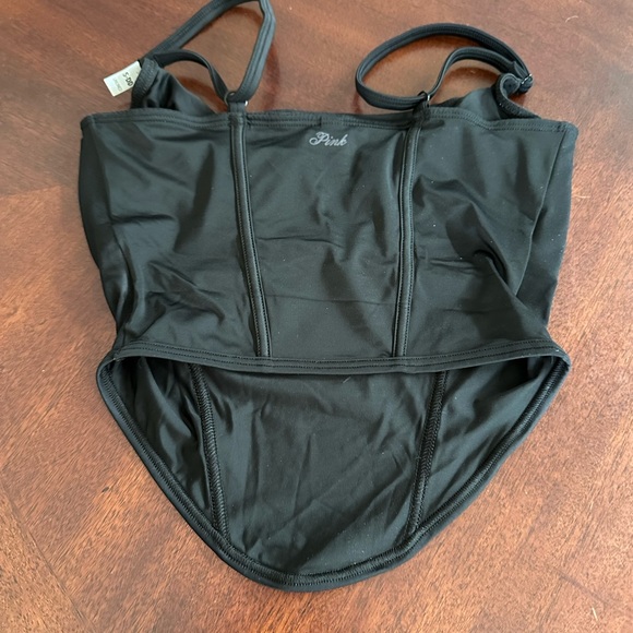 NWT Victoria’s Secret PINK Cinched Micro Corset Bra Black Small DD - Picture 4 of 7